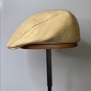 JOHN VARVATOS • Natural Straw Leather Driver Cap